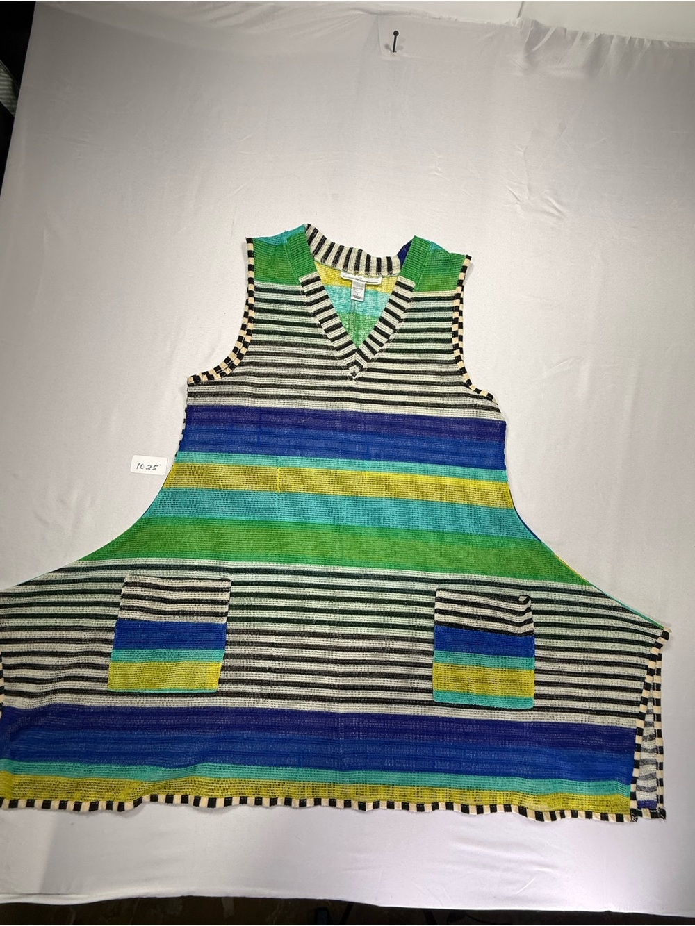 Striped Sleeveless Tunic in Green and Blue